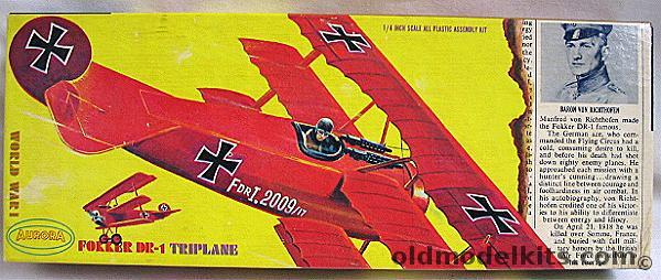 Aurora 1/48 Fokker DR-1 Triplane - Newspaper Issue, 105-100 plastic model kit